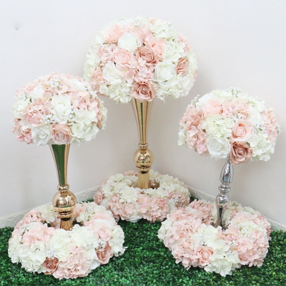 Candelabros de oro blanco y plata para decoración de bodas, candelabro de Metal, soporte de flores, florero de mesa, centro de mesa, estante de flores para eventos, plomo de carretera