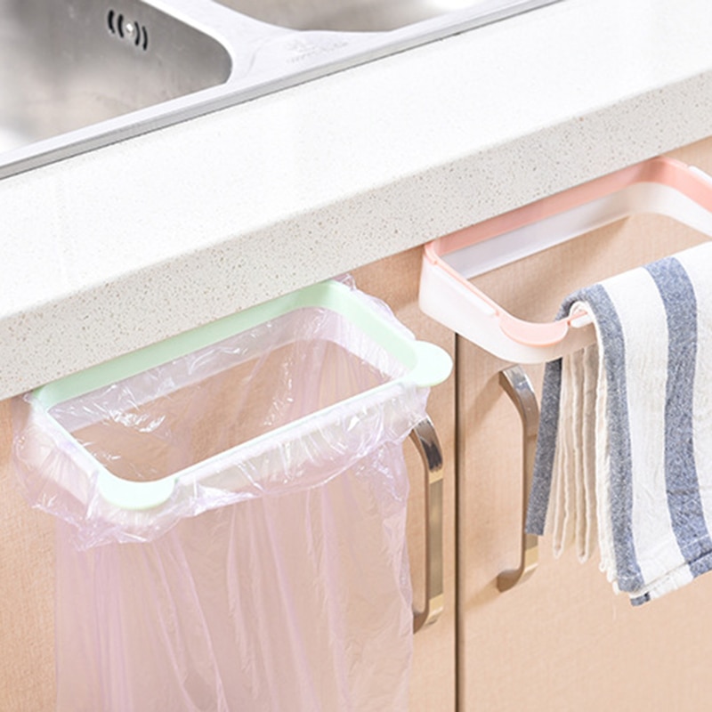Plastic Hanging Kitchen Cupboard Door Garbage Bags Holder Portable ABS Waste Bag Racks Rubbish Bag Holder Home Kitchen Organizer