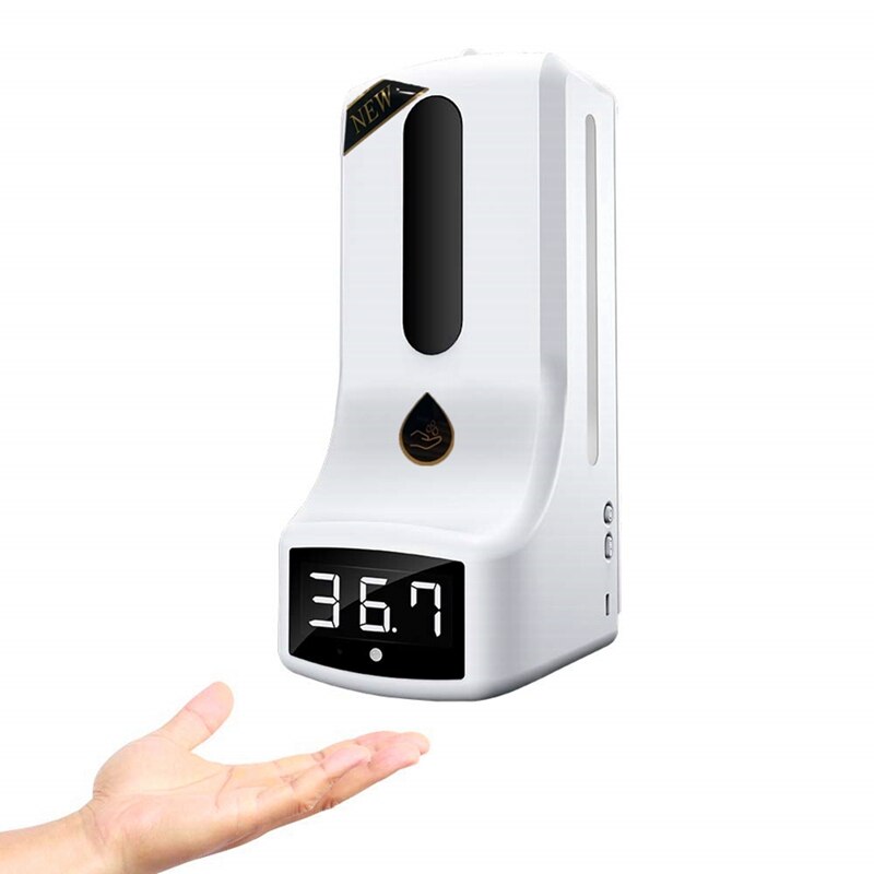 Wall-Mounted Thermometer with Hand Dispenser, K9 Automatic Temperature Measurement, with Alarm, for in Offices Schools