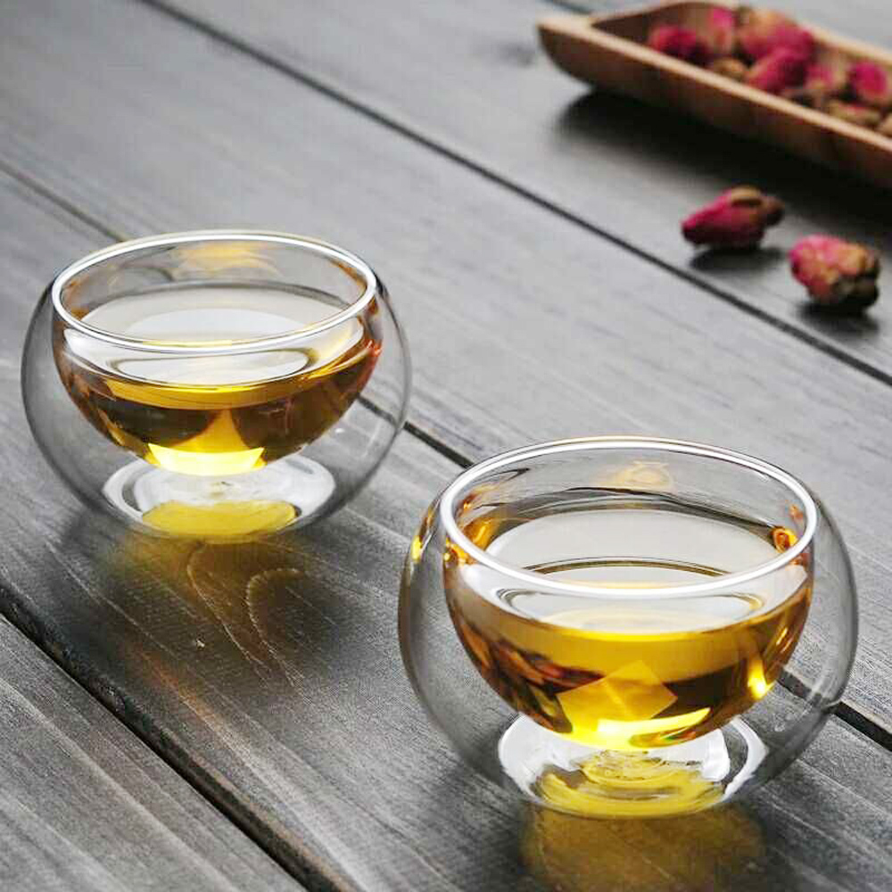 50ml dubbla vägglager glaskopp kaffe kung fu tekoppar glas frukt juice kaffekannor öl set klar liten handhållen