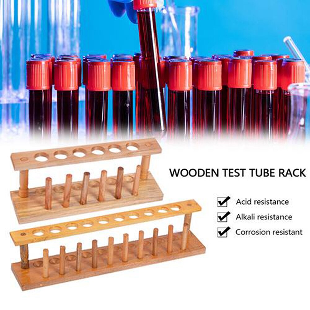 Træ lab reagensglas opbevaring holder beslag rack skole 6 huller med stand sticks til skole undervisning udstyr 24*7*8.5cm