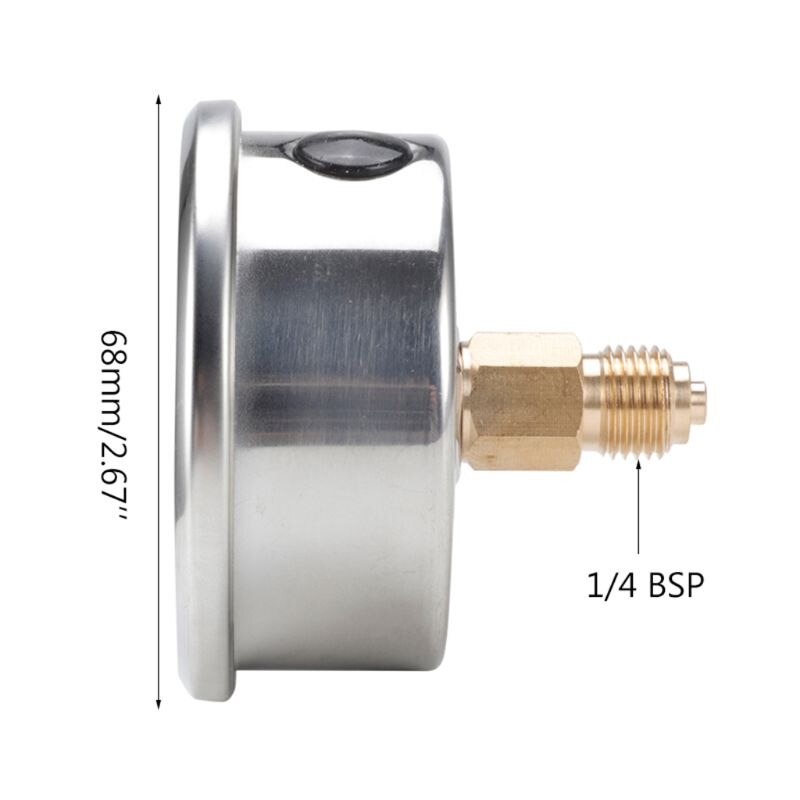 Manómetro de vacío de presión compuesto 1/4 BSP, lleno de glicerina de 68mm -1 ~ 0/1/2 Bar -30 * Hg + 0/15/30 PSI