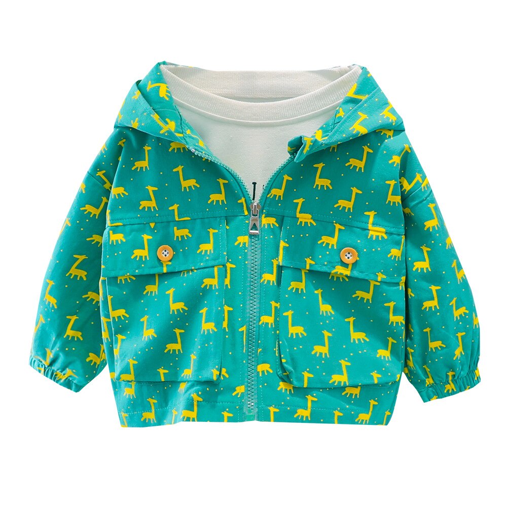 Herfst Baby Meisjes Cartoon Herten Print Capuchon Rits Jassen Vesten Kinderen Kids Casual Jassen Baby Jongens Bovenkleding Casaco