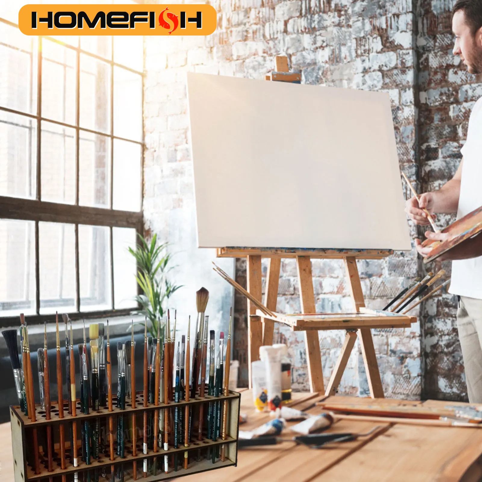 67 otworów stojak na pędzle drewniany stojak na pędzle organizator na biurko montowany na ścianie półka na pędzle robić makijażu na materiały malarskie