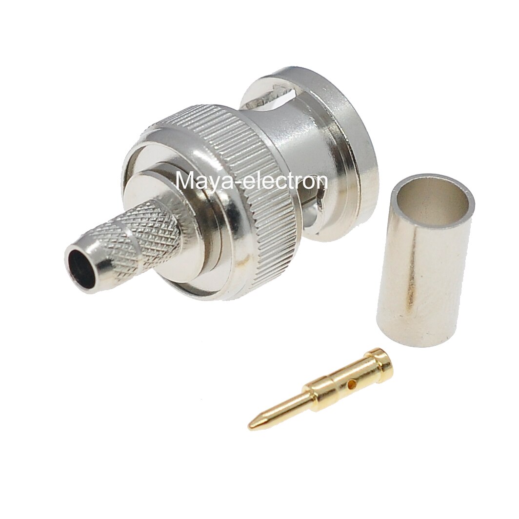 BNC Male Plug Solder And Crimp For RG58 LMR195 RG142 RG400 Coax Coaxial Cable Connector