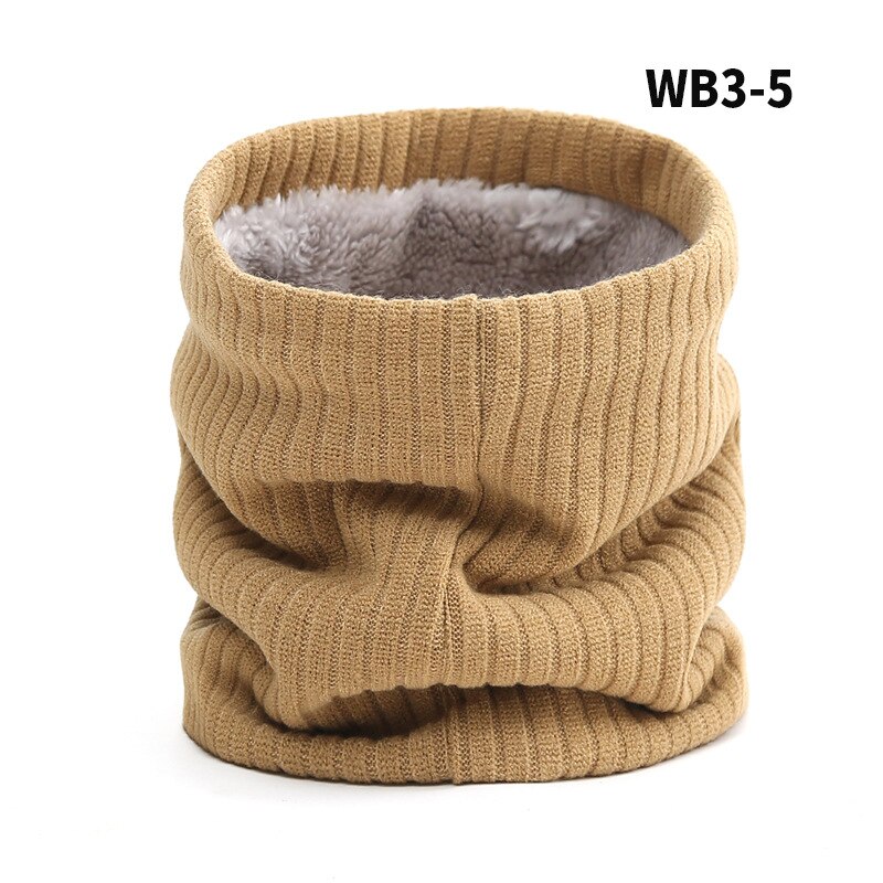 Women Knitted Scarf Solid Winter Snood Scarves Lady Warm Wool Fur Thick Unisex Men Neck Scarfs Ring Accessories: Khaki