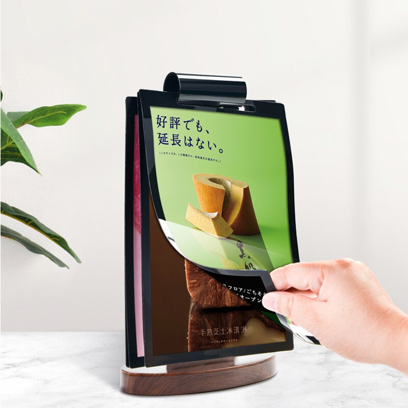 A5 Page Turning Menu Paper Holder Stand Menu Listing Sign Display Frame For Restaurant Hotel Coffee Shop: Vertical