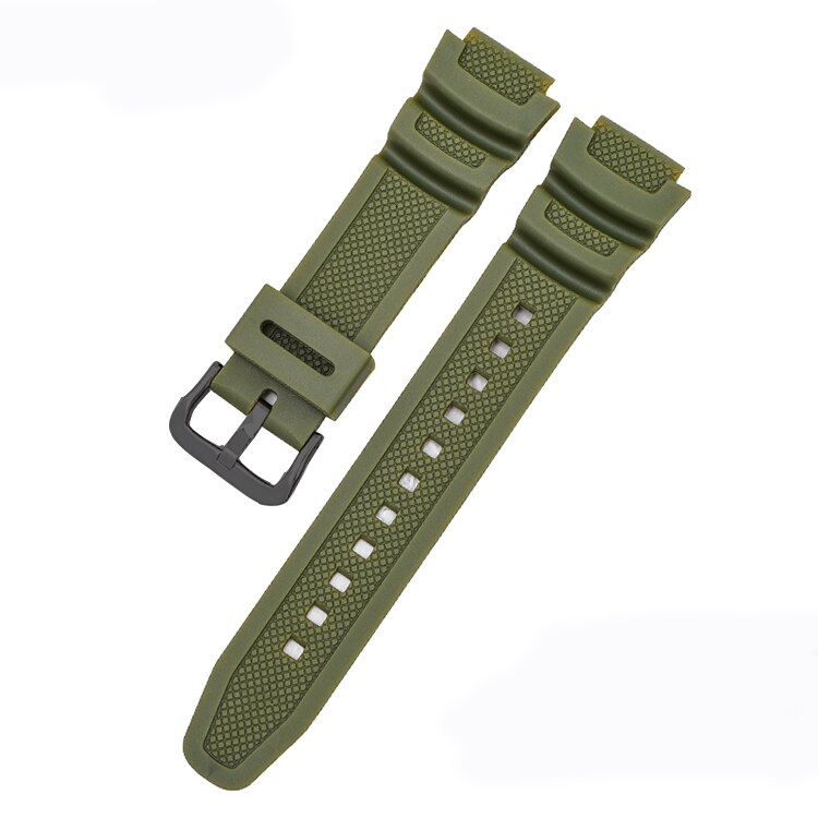Replace applicable Casio Watch Strap ae-1000w / aq-s810w watch strap with 18mm convex rubber strap: Green