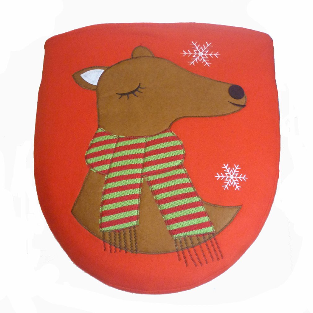Christmas Snowman Toilet Seat Cover and Rug Set Red Christmas Decorations Bathroom (Snowman Style 2)