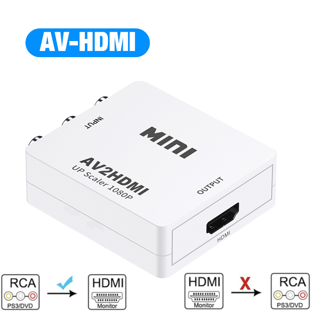 LccKaa 1080P Convertitore AV a HDMI scatola HDMI compatibile con AV RCA CVSB L/R Adattatore convertitore AV video composito per TV VHS VCR DVD: Grigio