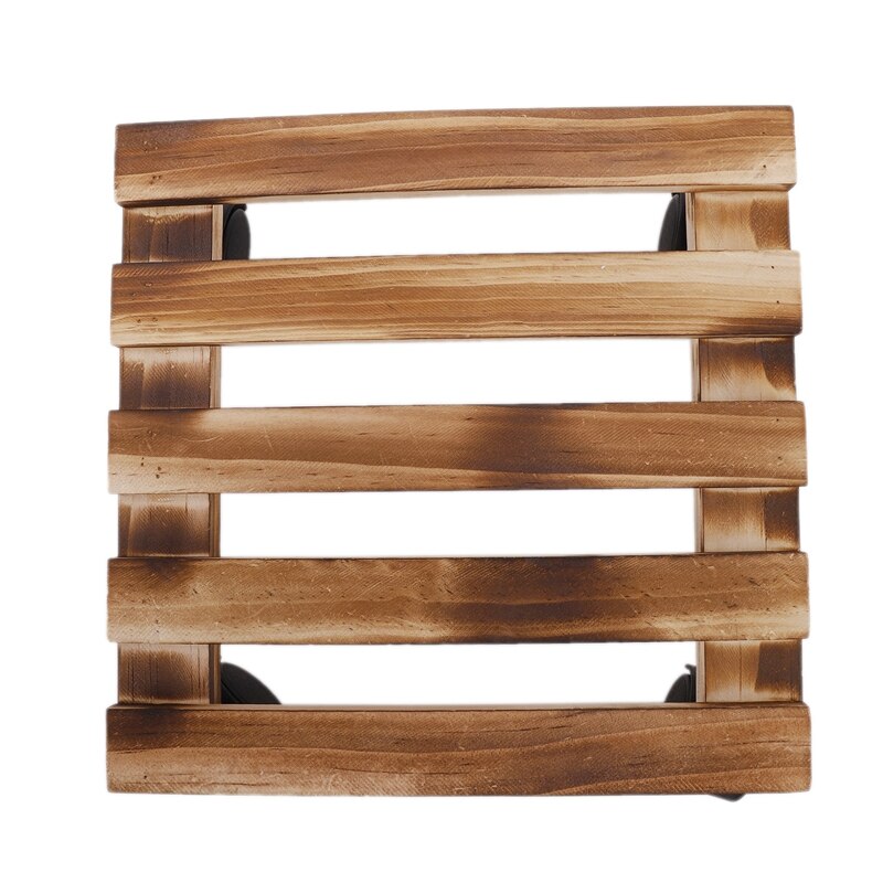 24cm carré plante Pot de fleur plateau amovible avec rouleau poulie roue universelle en bois Pot de fleur Base