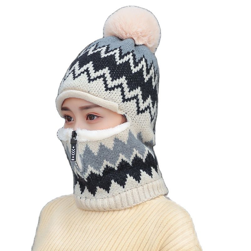 Double-Use Women Warm Knitted Hat Scarf Hooded Collar Elastic Winter All-Match Adult Teen Thick Soft Neck Warmer Female Caps