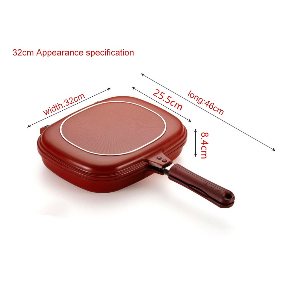 28-32cm Pan Double-sided Barbecue Frying Pan Double-sided Kitchen Utensils Bread Wok Pancakes Outdoor Kitchen Supplies: 32CM
