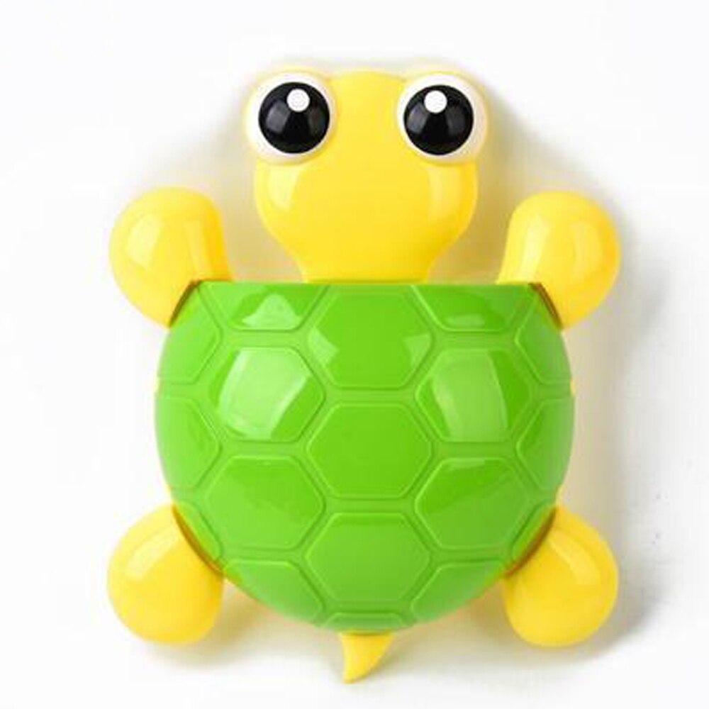 Cute Cartoon Tortoise Shaped Toothpaste Rack Strong Suction Cup Plastic Toothbrush Holder Turtle Shelves Bathroom Accessories: green
