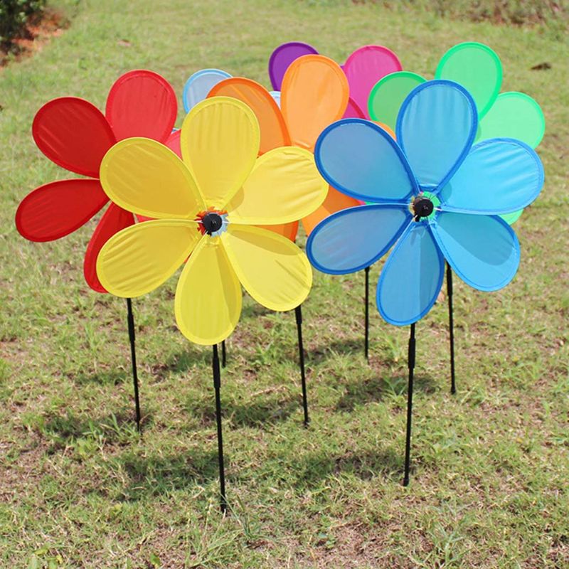 ¡Novedad! 6 piezas de molino de viento de una sola hilera de seis hojas para decoración de jardines y casas, juguetes para niños