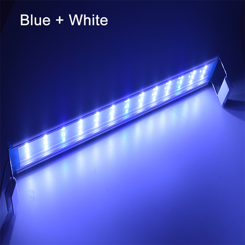 Aquarium-LED-Licht, superschlank, für Aquarien, Wasserpflanzen, Wachstumsbeleuchtung, wasserdicht, helle Clip-Lampe, blaue LED, 18–75 cm, für Pflanzen, 220 V