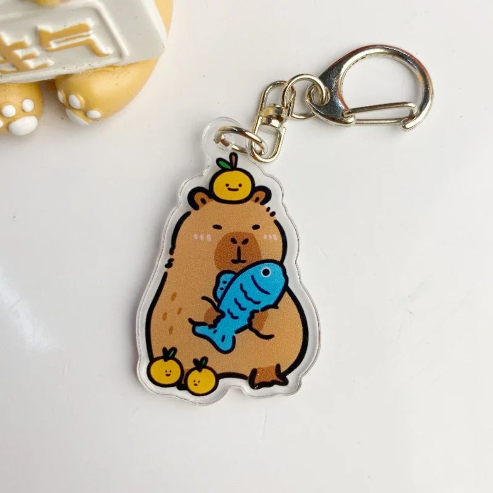 Tegneserie capybara capybara akryl nøkkelring harpiks akryl tegneserie capybaras nøkkelring søt nydelig kapibala nøkkelringer bag hengende