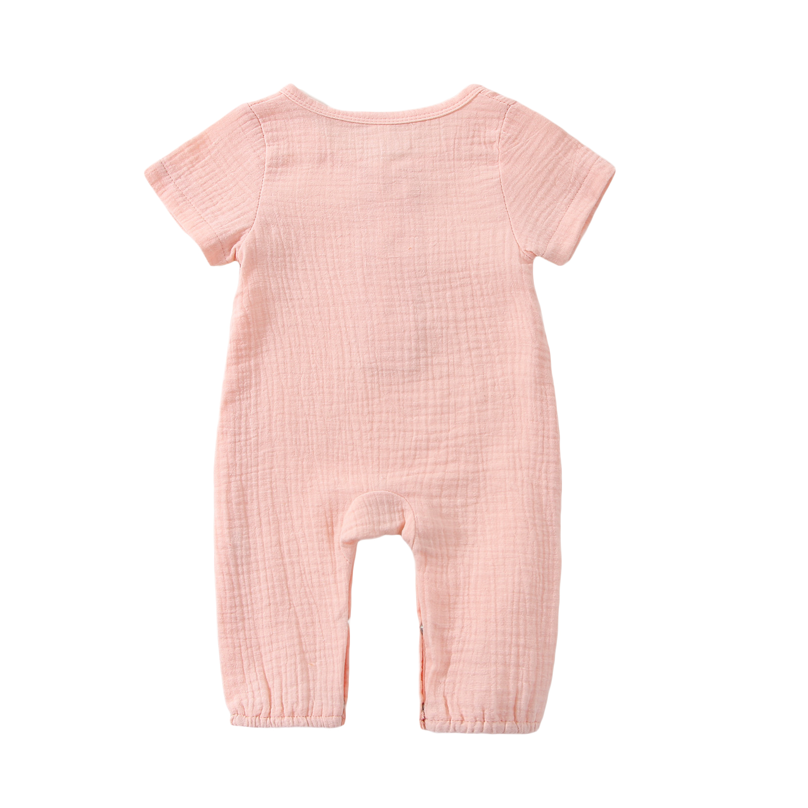 Citgeett sommer-strampler für babys und kleinkinder, einfarbig, kurzärmelig, mit knöpfen, aus leinen, für mädchen und jungen, lässige kleidung