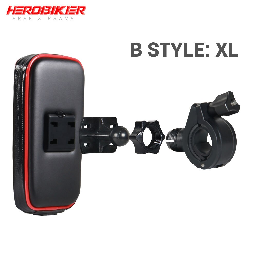 Herobiker mobiltelefon holder motorcykel cykel mount beslag stand holder til telefon vandtæt etui taske til iphone 6/7 samsung: B-stil-xl
