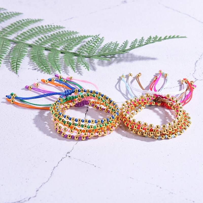 Gold Plated Beads Charm Bracelet for Women Friendship Trendy Men Femme Girl Summer Jewelry Lover