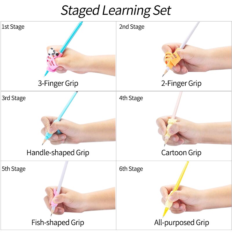 16 Pcs Potlood Grip Houder Kinderen Leuke Pen Handvat Staaf Handschrift Hulp Gids Hold Pen Houding Correctie Voor Kids briefpapier