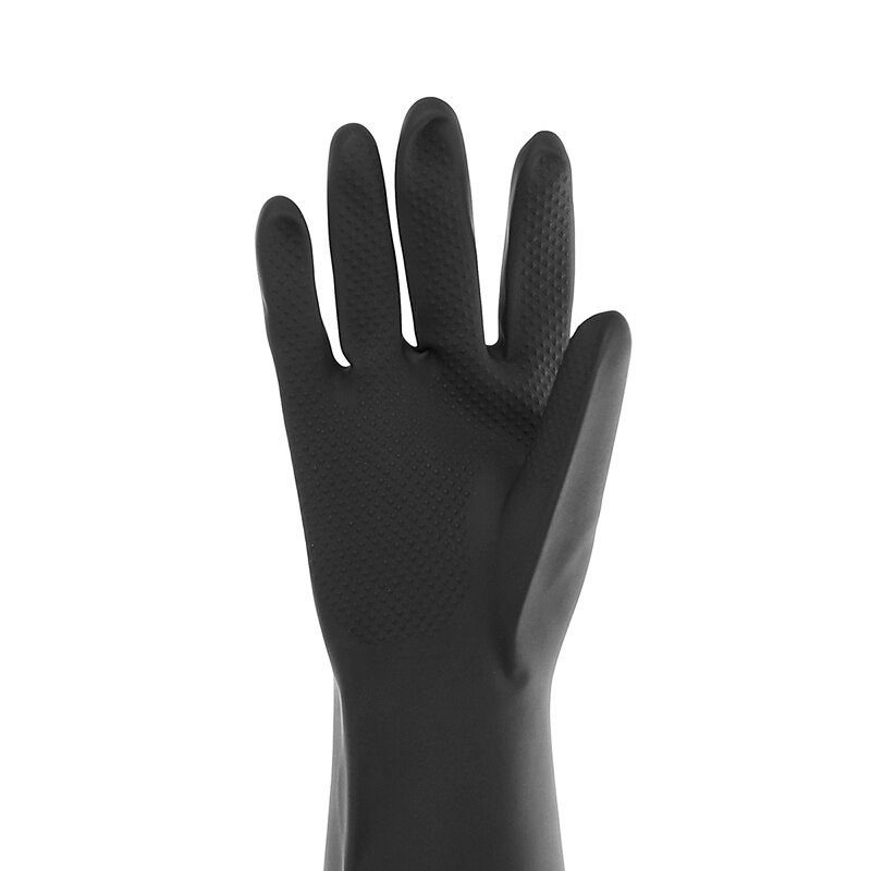 Sort lang beskyttende haveindustri gummihandsker elastisk anti syre alkaligummi arbejde behagelige kemiske handsker 60cm maj