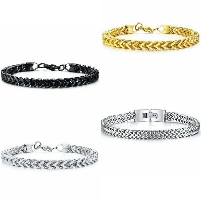 Pulsera de los hombres de acero inoxidable de buena para hombre pulsera hombres de cadena de serpiente en la mano del hombre pulseras de cadena