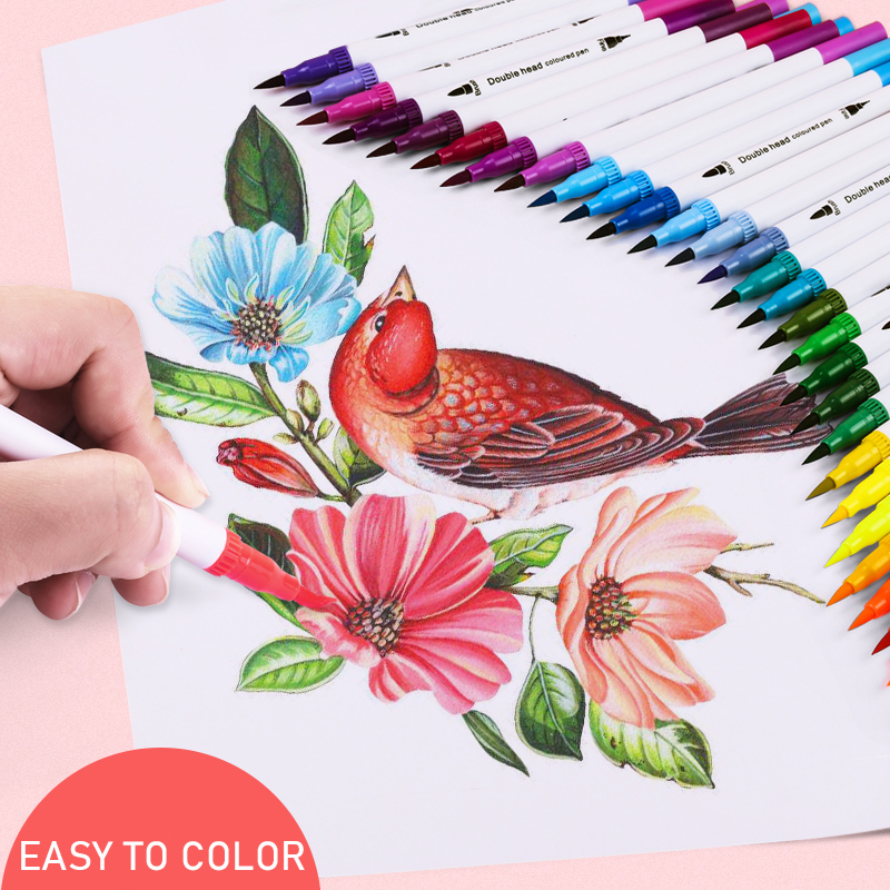 12/18/24/36/48/72/100 Uds. Colores FineLiner dibujo pintura acuarela arte rotuladores doble punta pincel suministros escolares