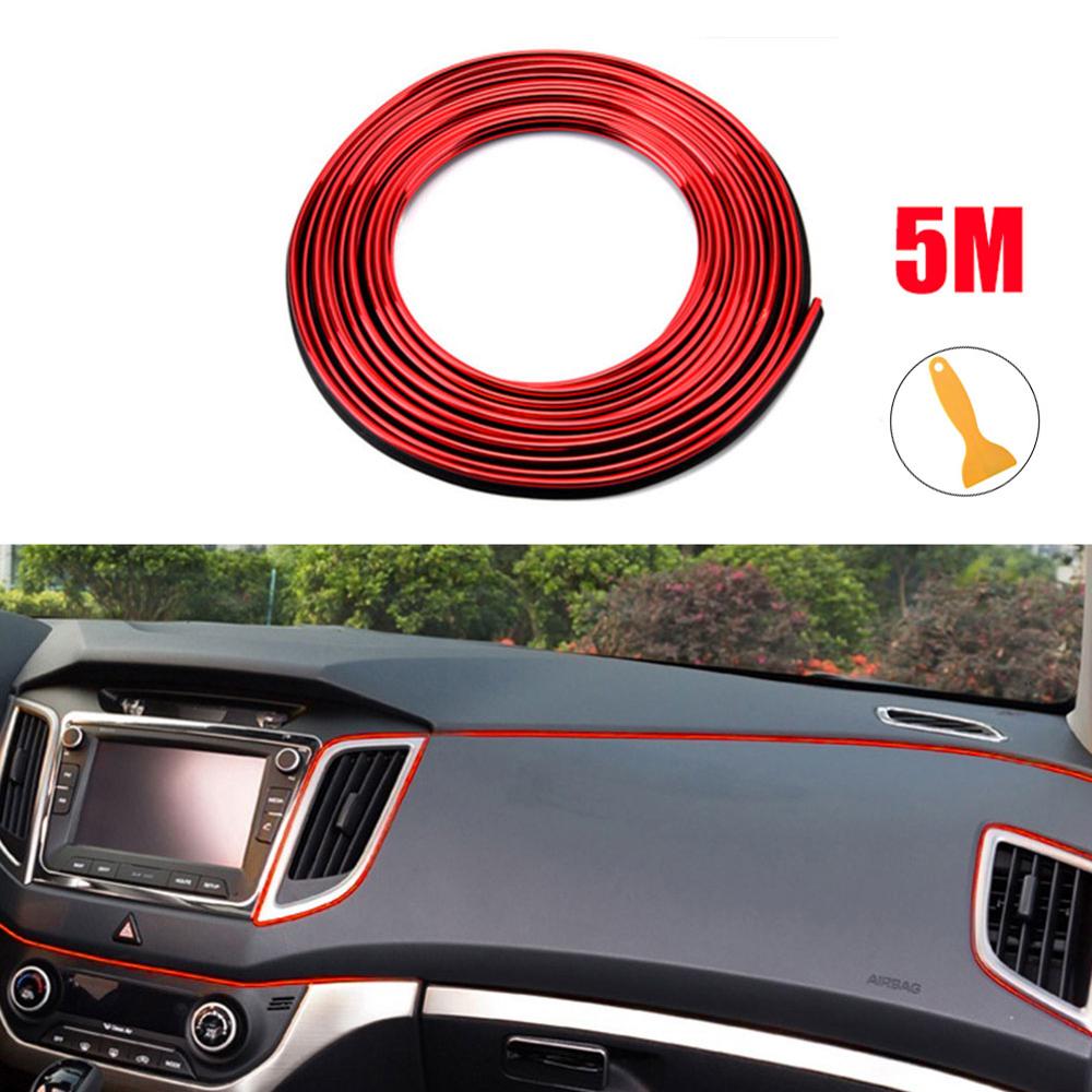 Moldura de borde de puerta para Interior de coche, tira embellecedora de borde de puerta, Universal, decorativa, 5M: Rojo