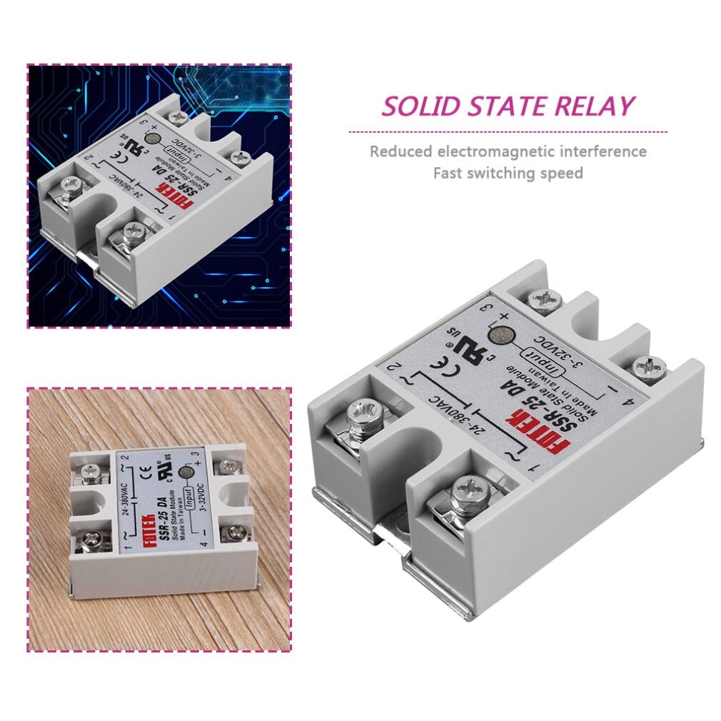 Solid State Relay Module SSR-25DA 25A /250V 3-32V DC Input 24-380VAC Output
