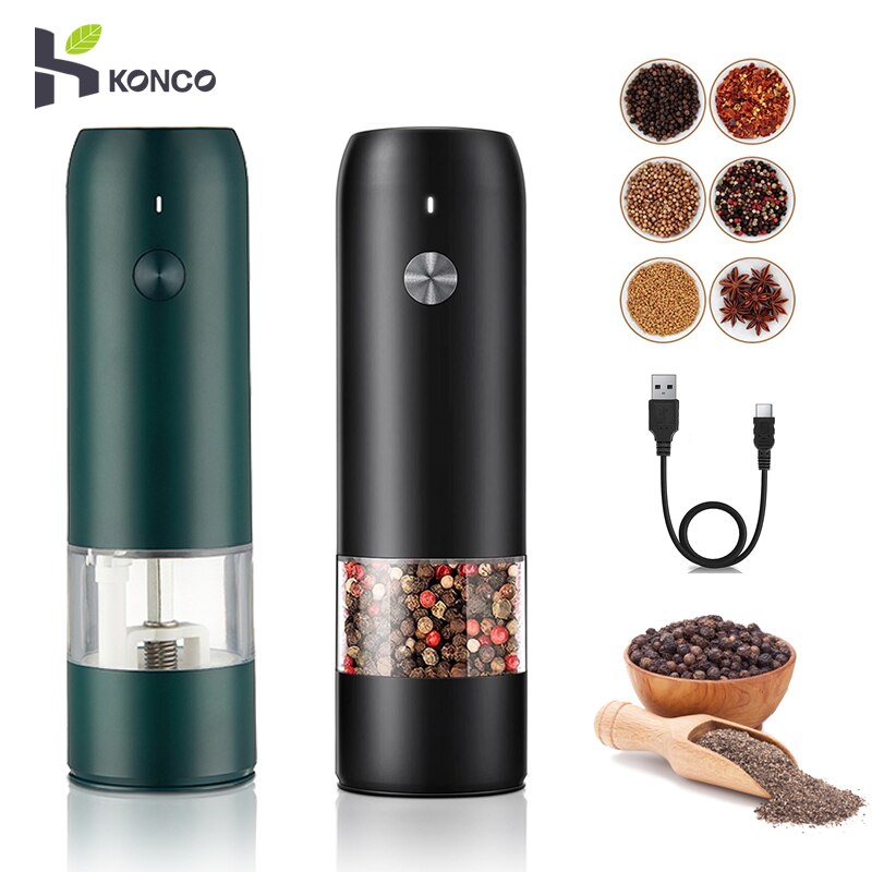 Elektrische Peper En Zout Molen Set, led Licht Spice Mill Verstelbare Grofheid Pepermolen Keuken Slijpen Gadgets 1/2/4Pcs