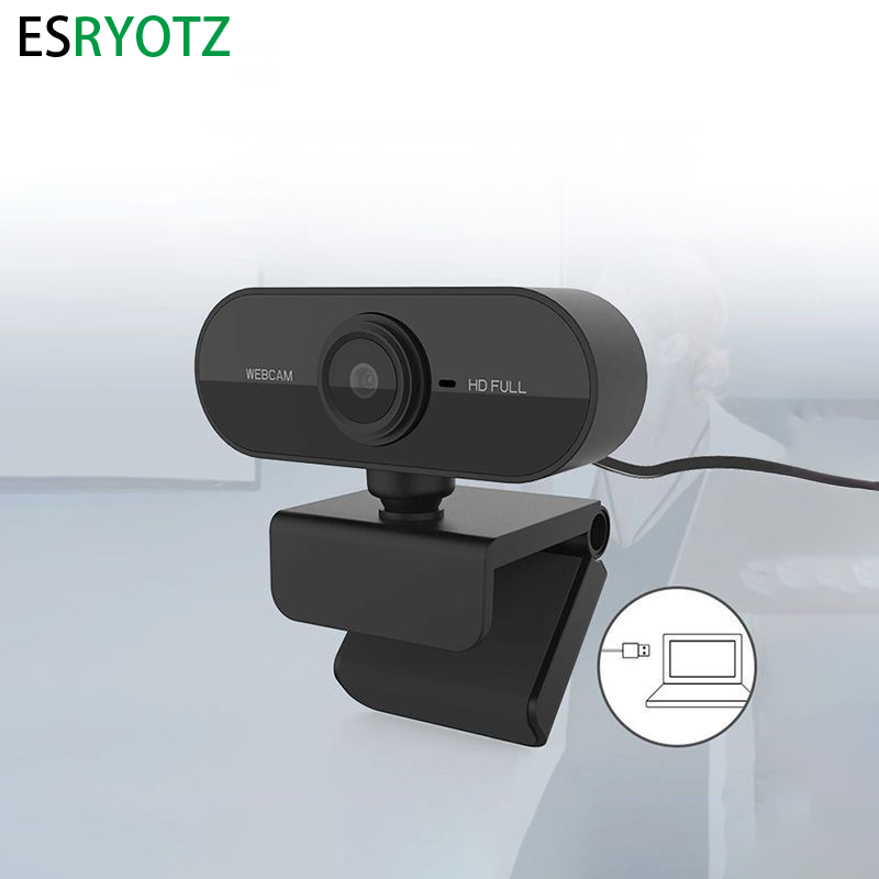 Full HD 1080p USB Webcam with Mic Mini Rotatable Computer Camera for Laptops Desktops - Online Education Compatible