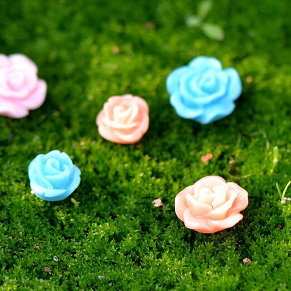 5 STKS 2 Maten Kleurrijke Mini Simulatie bloemen Fairy Tuin Miniatuur Terrarium Accessoires Mini Tuin Decoratie Willekeurige