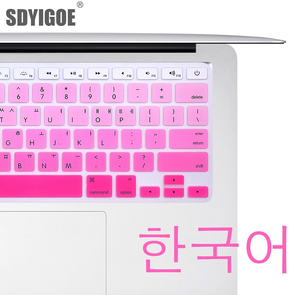Cubiertas para teclado de portátil, cubierta de teclado coreano para Mac Book Air pro13, 15 pulgadas, A1466, A1278, A1502, película de teclado de Color Retina