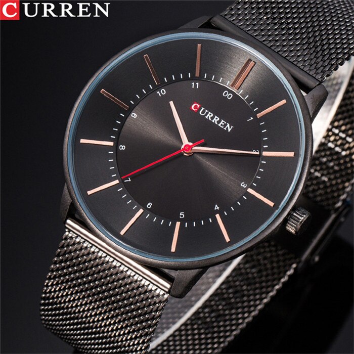 CURREN de lujo para hombre, relojes casuales impermeables de acero inoxidable, reloj de pulsera deportivo de cuarzo para hombre, reloj masculino: black gold