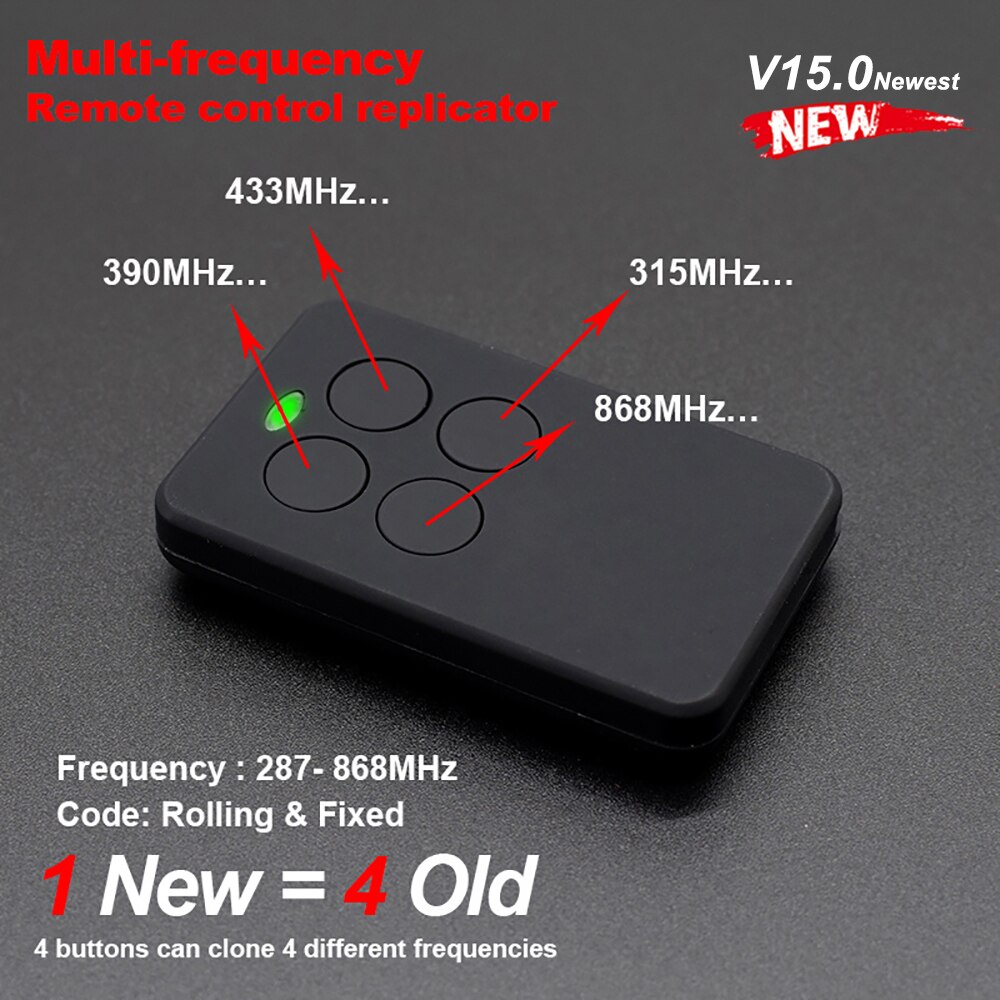 Multifrequency Code Grabber Auto Scan SMG-V15.0 Keychain Fixed Rolling Code Command Garage Gate Door Opener 433 Mhz Duplicator
