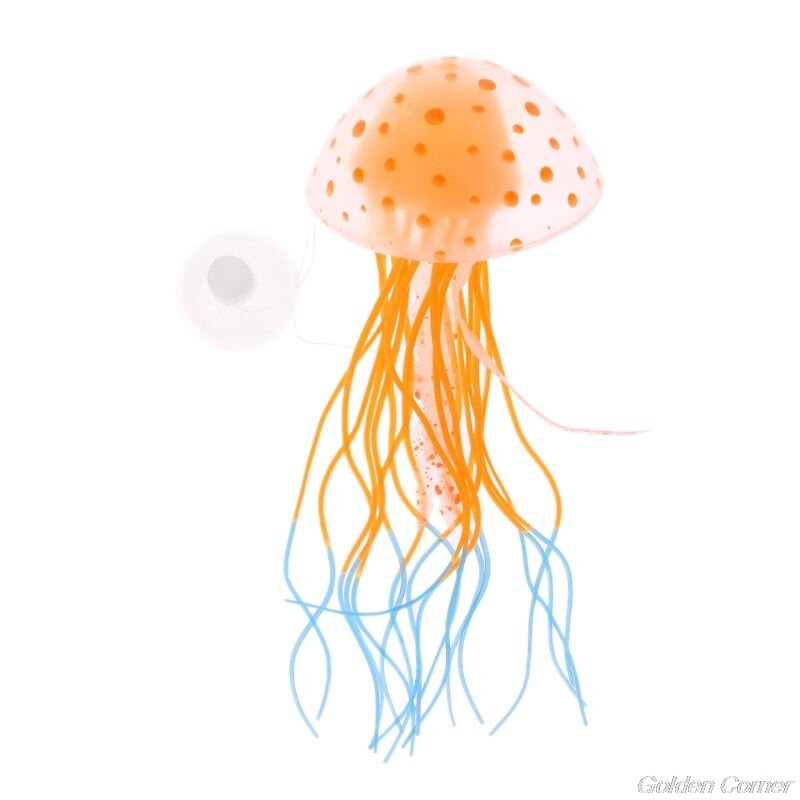 Decoração para aquário, fluorescente, água-viva, tanque de peixes, autêntico, simulação, trompete, decoração d10 20, dropshipping: orange