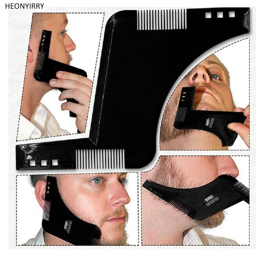 Plantilla de barba para hombre, herramienta de estilismo, peine para moldear la barba de doble cara, herramienta de belleza, afeitado, maquinilla de afeitar, herramienta para hombre: Luxury black A