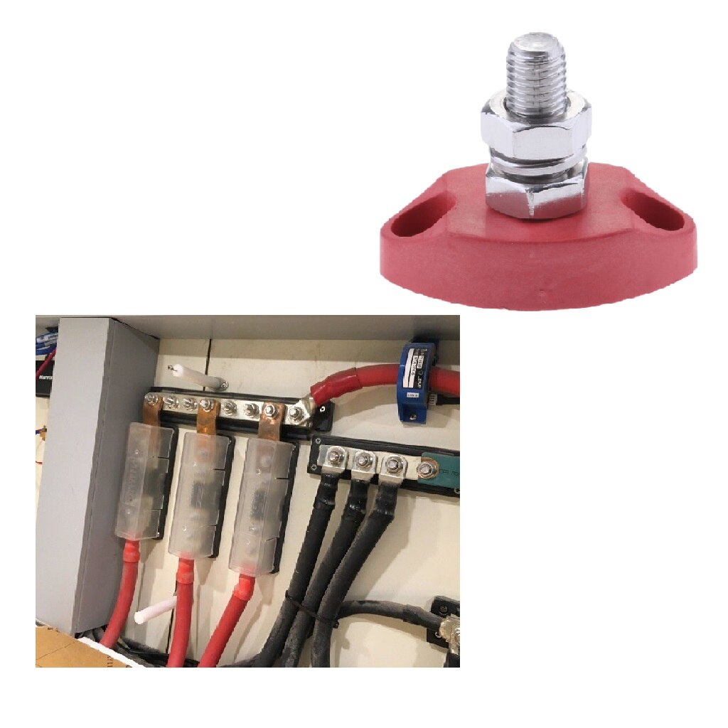 4 stk  dc 12v samleskinne klemrække  - 1/4 tommer 6mm positivt isoleret enkelt studs power og jordforbindelsesstolpe - rød+sort