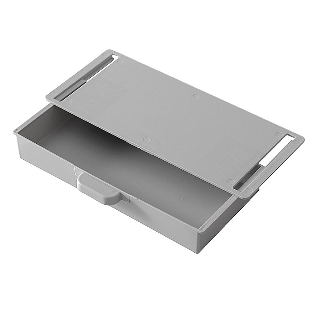 Self-Adhesive Under Desk Drawer Hidden Storage Box Makeup Organizer Self Stick School Stationery Case Pencil Tray Pen Holder: Gray