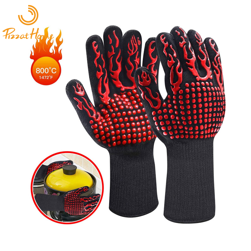 PizzAtHome Grill Wärmedämmung Handschuhe Hohe Temperatur Widerstand 800 ℃ Handschuh Backen Grill Mikrowelle Handschuhe
