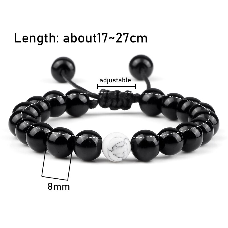 Pulsera de piedra de Lava negra Natural para hombre y mujer, brazalete trenzado ajustable con cuentas mate, Ojo de Tigre, howlita, 8mm