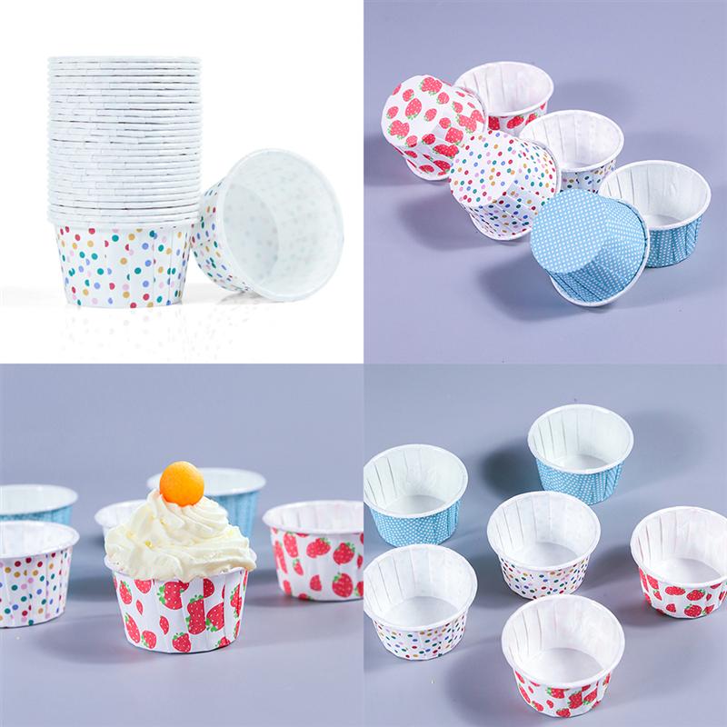 100Pcs Papier Ijs Cups Wegwerp Cake Cup Dessert Kommen Feestartikelen Voor Bakken Bruiloft Verjaardag (Kleurrijke Stippen)