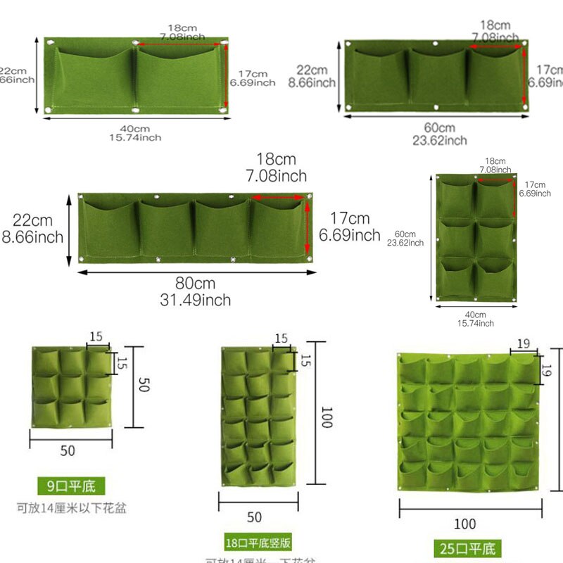 Bolsas de cultivo de jardín Vertical, macetas colgantes de pared para plantas, color verde y negro, suministros de jardinería, T1, 2/4/9 bolsillos