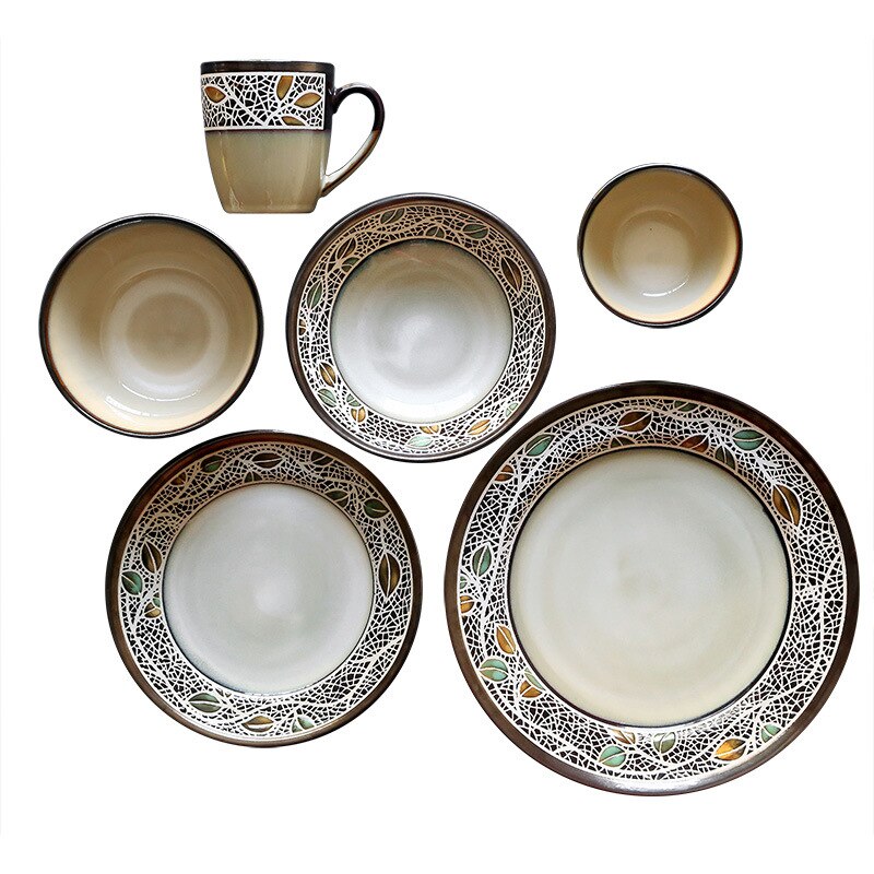 Vajilla de cerámica con plato para cenar de porcelana
