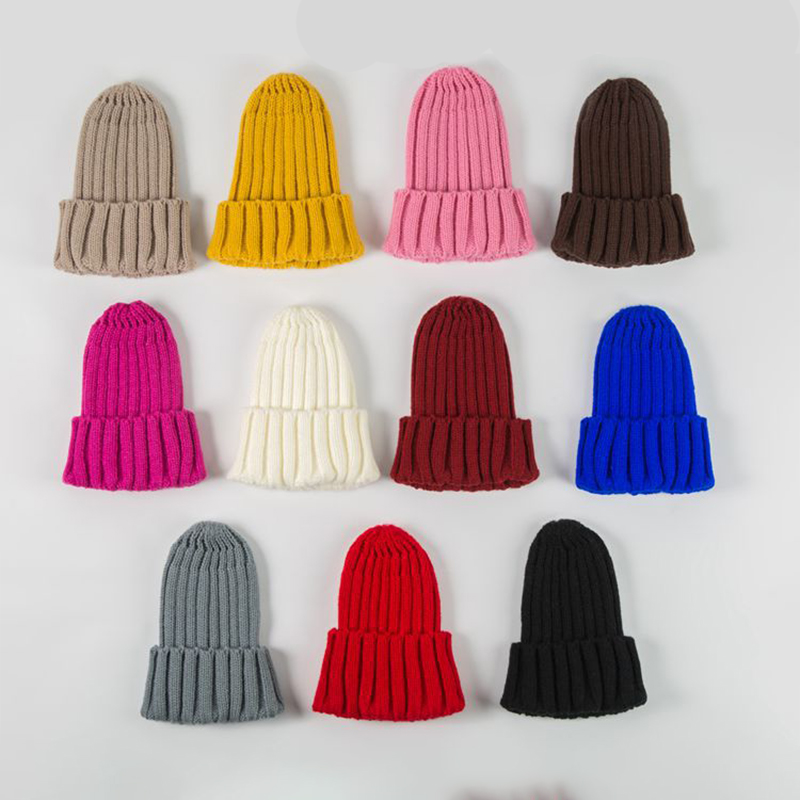Stickad baby turban mössa varma ullkepsar mjuk mössa för barn flickor pojkar nyfödd elastisk småbarn spädbarn vinter huvudbonader