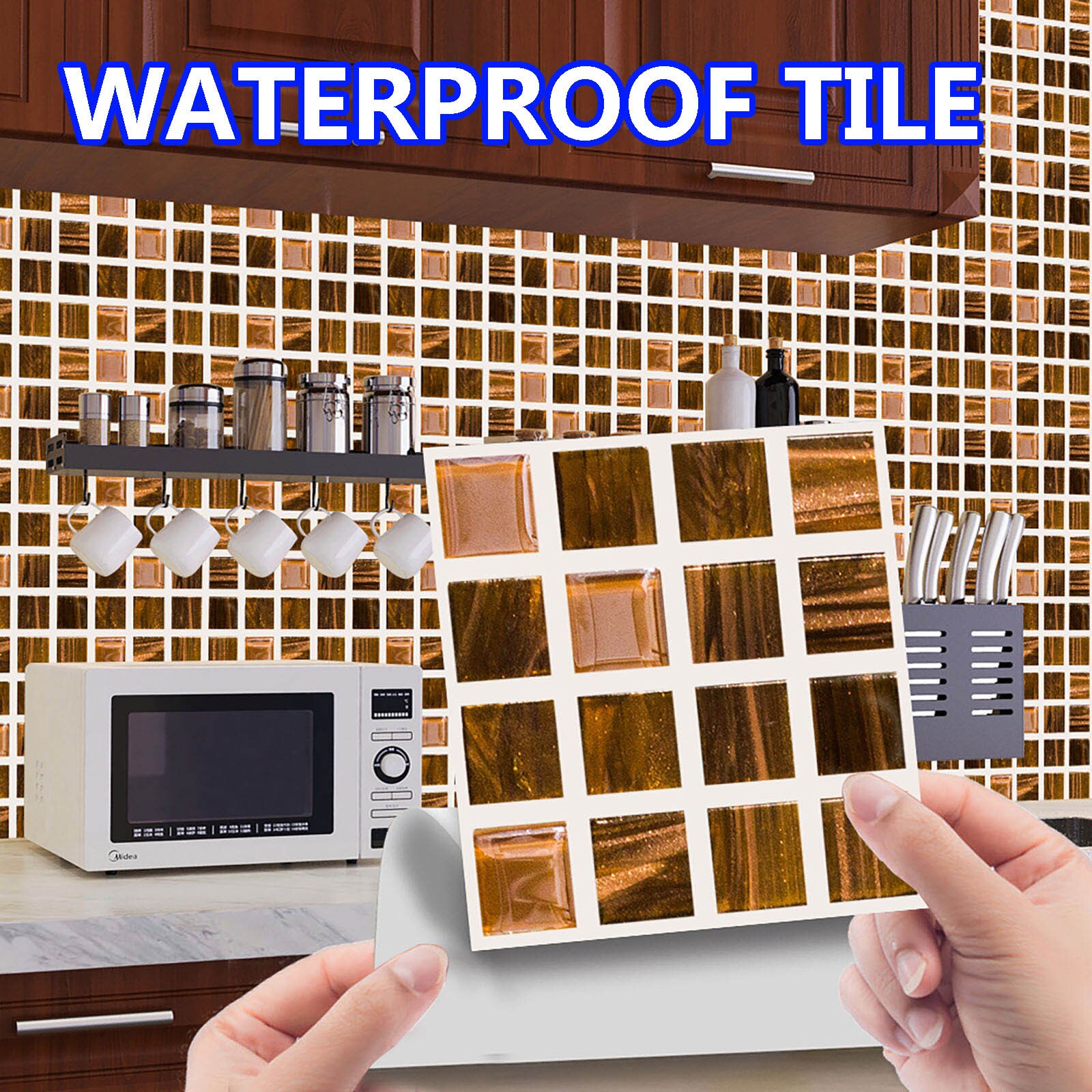 10pc 3D Crystal Tile Stickers DIY Waterproof Self-Adhesive Wall Stickers merry Christmas Decoration For Home: E