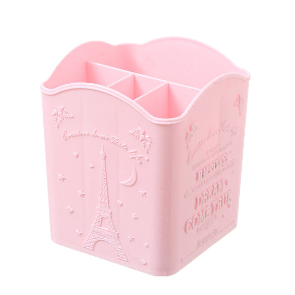 Plastic Pen Holder with 4 Grids Cute Desktop Pencil Holder Kawaii Desk Tidy Organizer Pen Pot Office Accessories