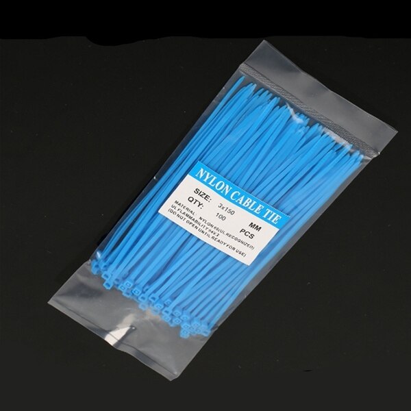100pcs/bag Self-locking Cable Tie 3 x150 mm Nylon Cable Ties Plastic Cable Ties Acid Corrosion Resistant Insulated Cable Ties: Blue