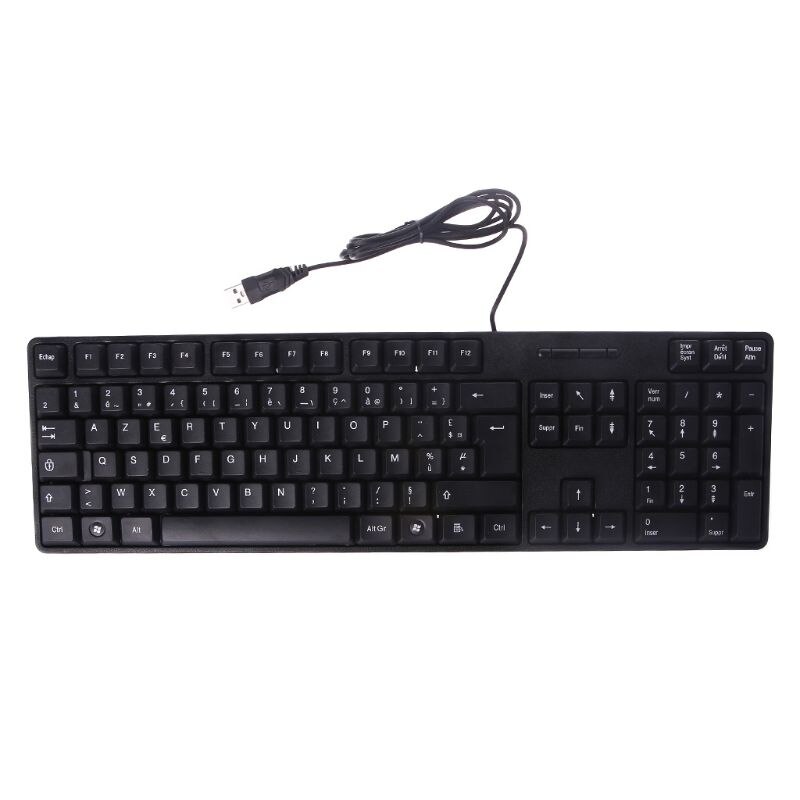 USB Wired Silent Keyboard Waterproof Office 104 Keys Keyboard for Desktop 28GE: French